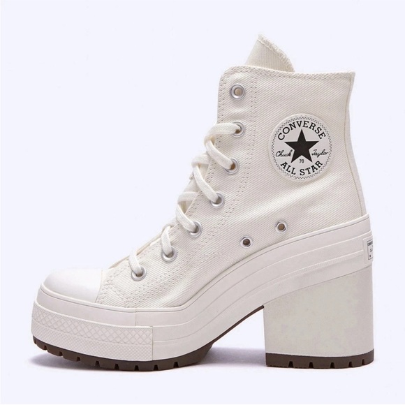 Converse Shoes - Converse Women's Cream High-Top Block Heel Sneakers